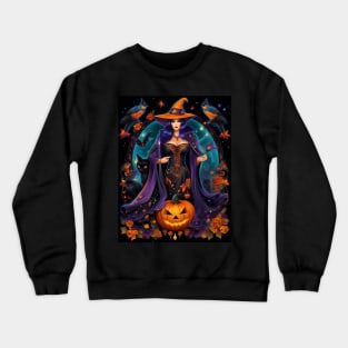 Halloween Spooky Neon Black Magic Witch Crewneck Sweatshirt